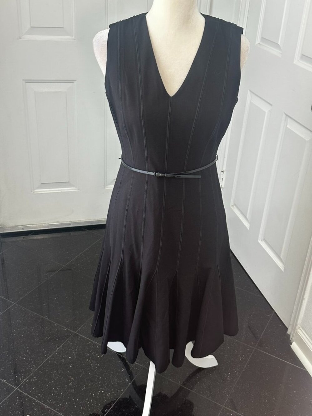 Calvin Klein Black Belted Fit & Flare Dress Size 6